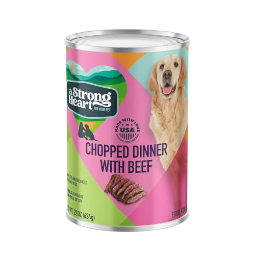 A Strong Heart Wet Dog Food, Chopped Beef Dinner — Real Beef & Chicken, Complete & Balanced for All Life Stages, Made in USA by Simmons Pet Food