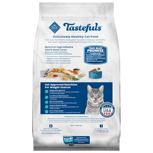 Blue Buffalo Tastefuls Natural Food for Adult Cats, Weight Control, 7-lb. Bag