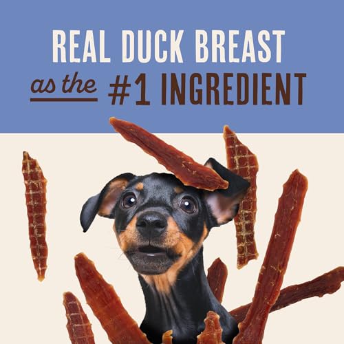 Waggin' Train Duck Jerky Dog Treats for Dogs with Sensitive Stomachs, Made with 100% Real Duck Breasts, Three All-Natural Ingredients, High Protein