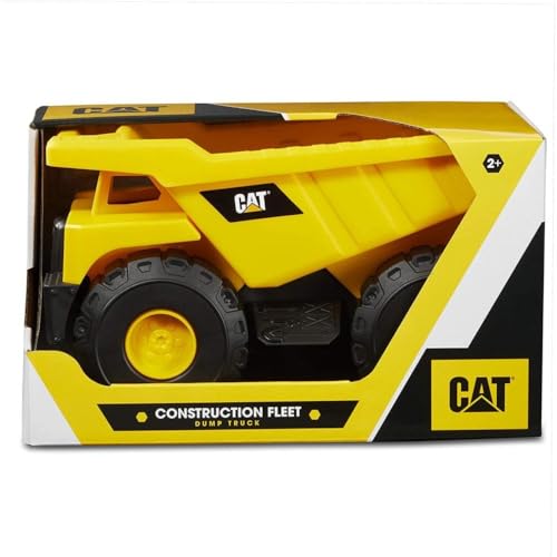 CAT Construction Toys, Construction Fleet 10" Dump Truck Toy - Heavy‑Duty Plastic, Working Tilting Bed & Free‑Rolling Wheels, Indoor/Outdoor Sandbox