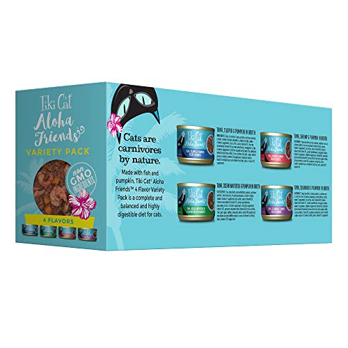 Tiki Cat Aloha Friends Variety Pack, Seafood Flavors with Pumpkin, Wet, High-Protein & High-Moisture Cat Food, For All Life Stages, 3 oz. Cans (Pack