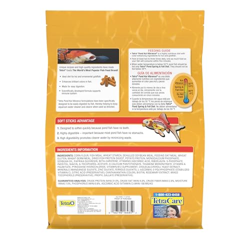 TetraPond Koi Vibrance Soft Sticks, Floating Pond Fish Food for Koi Fish and Ornamental Goldfish, 2.42 lbs