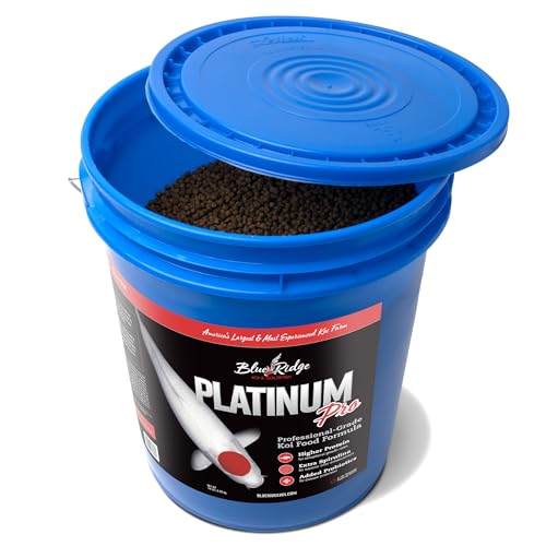 Blue Ridge Koi Fish Food 14lb - Koi Food 3/16” Platinum Pro Formula Goldfish Food, Premium Fish Food for Ponds, Ponds Fish Food, Floating Pond Pellet