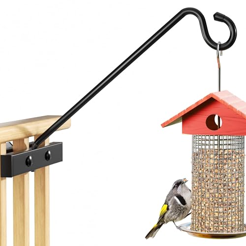 12-Inch Deck Bird Feeder Hanger for Railing, Outdoor Decor Plant Hanger, Balcony Railing Hook - 22LB Capacity - for Hanging Plants, Bird Feeders
