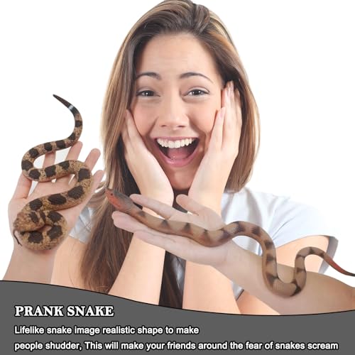 Gelabur 2Pcs Fake Snakes Prank, Soft Rubber Snake Realistic Keep Birds Away, Fake Snakes Toy - Life-Like Snake Figurine for Pranks, Halloween