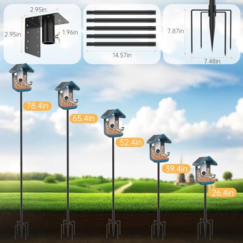 79 Inch Mounting Pole Compatible with Bird Buddy-5 Base Heavy Duty and Adjusatble Pole Mount Compatible with Bird Buddy