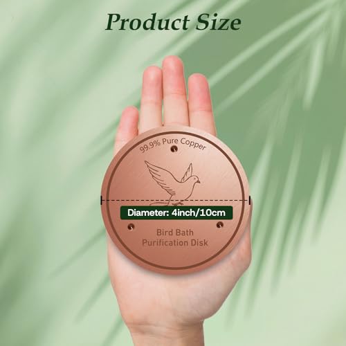 Bird Bath Copper Disk, 0.6mm Reinforced 99.99% Pure Copper Cleaning Disk with Triple-Point Support for Physical Safe Clean Water All-Season