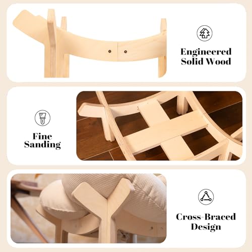 CHEERHOME PETS Elevated Cat Bed Wooden with Cushion Fluffy Pet Couch Sofa for Indoor Cats Raised Kitty Lounge Chair Suitable for Puppy, Cat