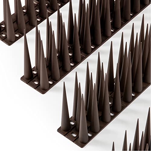 OFFO Bird Spikes Pigeon Outdoor Spikes for Cat Keep Birds Raccoon Woodpecker Away Covers 8 Feet(2.44m), Brown