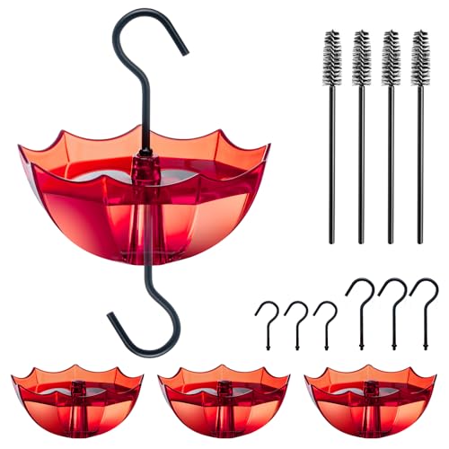 Ant Moat for Hummingbird and Oriole Feeder(5 OZ, 4 Pack) Umbrella Hummngbird Feeder Parts Hanging Ant Guard, Feeder Accessory Hooks