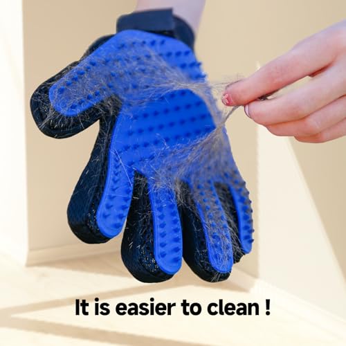 NVNAN Pet Hair Removal Glove for Dogs & Cats, 2-in-1 Deshedding Brush & Massage Mitt - Grooming Gloves for Shedding Control, Bathing and Washing