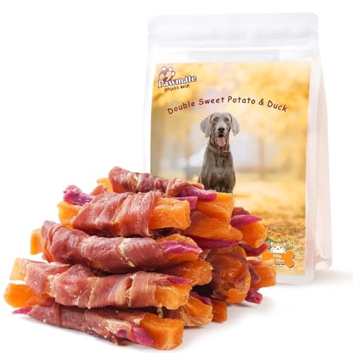 Pawmate Duck Double Purple Sweet Potato Wraps Dog Treats, Healthy Low Fat Dog Jerky High Protein for Training Treats Snacks, Chewy for Small Medium