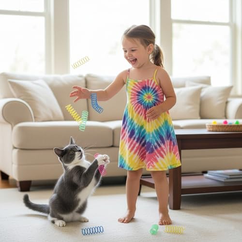 SPOT Colorful Springs Cat Toys – 3" Bouncy Coils for Indoor Cats & Kittens to Swat, Chase & Bite, Safe Lightweight Plastic, Interactive Enrichment