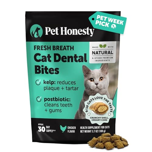 Fresh Breath Dental Bites for Cats – Crunchy & Creamy Cat Dental Treats for Fresh Breath, Tartar & Plaque Control – Dual-Texture Cat Oral Care Bites