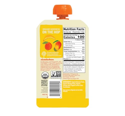 Peter Rabbit Organics Fruit Flavors Variety Pack - Squeezable Snack Pouches 4 oz. (Pack of 18)