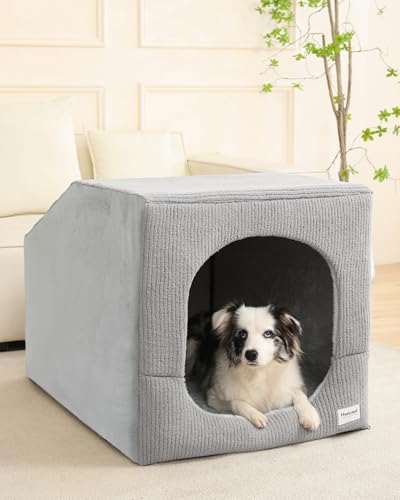 Hovicaed Indoor Dog House for Extra Large Medium Small Sized Dogs - Dog Tent with Washable Removable Cover, Pet Orthopedic Dog Cave Bed Egg-Crate