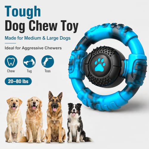 Pamlulu Tough Dog Toys for Aggressive Chewers, Indestructible Dog Toy for Large Dogs, Nylon Chew Toys for Medium Large Breed, Interactive Dog Toys to