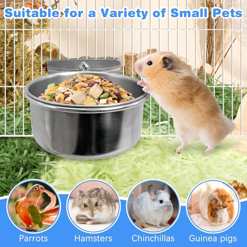 Tfwadmx Bird Feeding Dish Cups Parrot Food Bowl Clamp Holder Coop Cup, 2PCS Bird Cage Water Bowl for Parakeet African Greys Conure Cockatiels