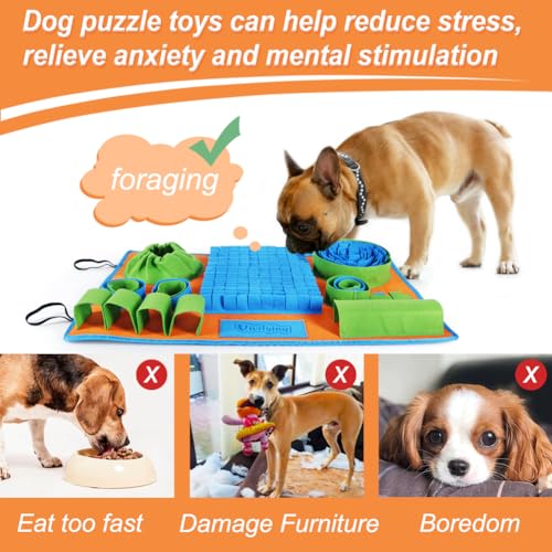 Vivifying Snuffle Mat for Dogs, Interactive Dog Puzzle Toy for Boredom and Mental Stimulation, Enrichment Feeding Game Sniff Mat Helps Slow Eating