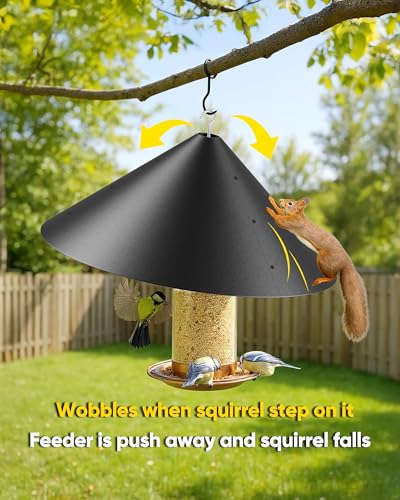 19 Inch Metal Squirrel Baffle for Bird Feeder Pole, Squirrel Proof Bird Feeders for Outdoors Hanging Cover for Rain Guard, Rust Proof Chew Proof