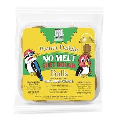C&S Peanut Delight No Melt Dough Balls for Wild Birds Including Woodpeckers and Blue Jays, Pack of 4