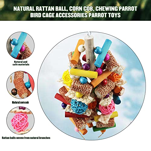 Bird Toys, Parrot Toys for Large Birds, Natural Peppered Wood African Grey Parrots, Macaws, Cockatoos,  Parrot chew Toys, Aviary Hanging Toys