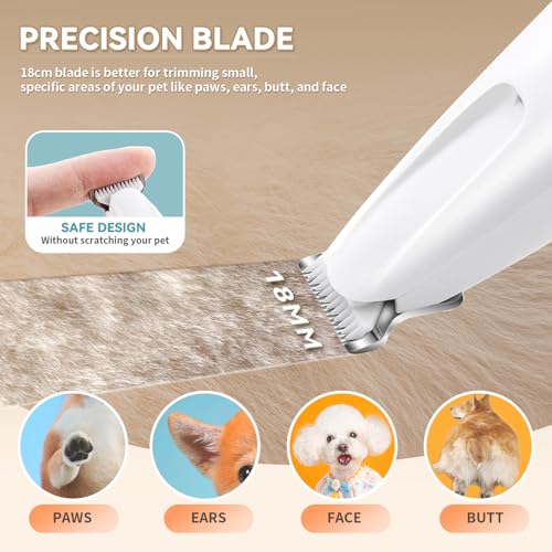 2026 New Pet Precision Trimmer, Dog Paw Trimmer with LED Light, Low Noise, IP68 Waterproof, Dual-Speed Motor, Suit for Trimming Paw, Ear, Face, Butt