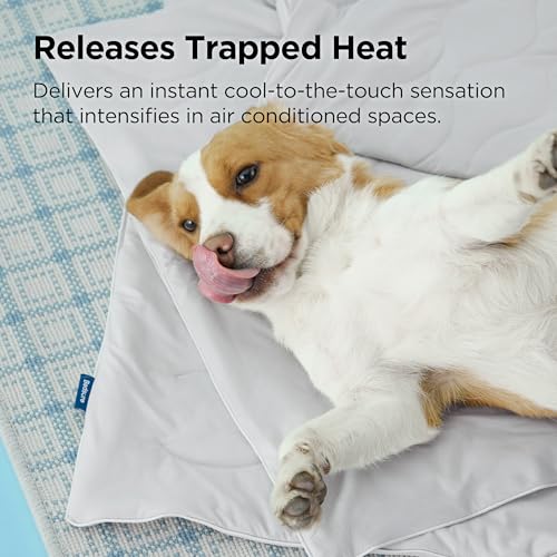 Bedsure Premium Cooling Blanket for Large Dog - Q-MAX>0.5, Breathable Summer Washable Cold Pet Mat, Soft Durable Self Cooling Dog Mat for Hot