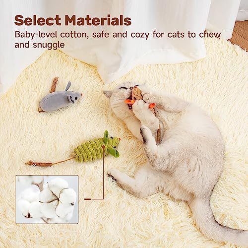 Potaroma Cat Toys: 3pcs Squeak Mice Interactive Catnip Silvervine Animals for Indoor Kittens - Dental Matatabi Cat Nip & Chew Exercise Toy for All
