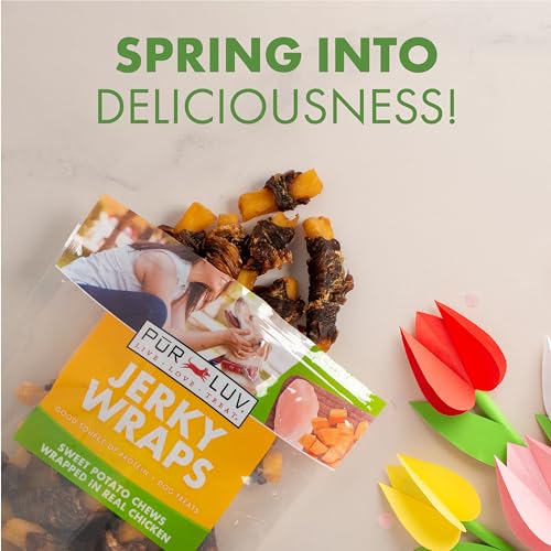 Pur Luv Chicken Wrapped Sweet Potato Dog Treats, Rawhide Free Jerky Wraps, Made with Real Chicken, 16 Oz, Healthy, Easily Digestible, Long Lasting