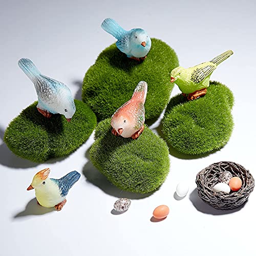 Jetec 30 Pieces Garden Accessories Bird Decorative Figurines Miniature Bird Figurines for Garden, Dollhouse Miniature, Cake Topper, Micro Landscape
