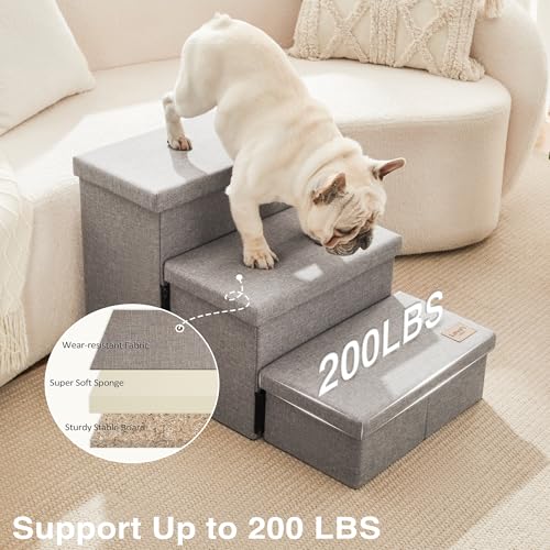 Love's cabin Dog Stairs for High Bed 18" H, Foldable Pet Stairs for Small Medium or Large Dogs Puppy with Storage for Bed or Couch, Cat Dog Steps