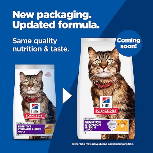Hill's Science Diet Adult Sensitive Stomach & Skin Dry Cat Food, Chicken & Rice, 7 lb. Bag (Updated Formula)