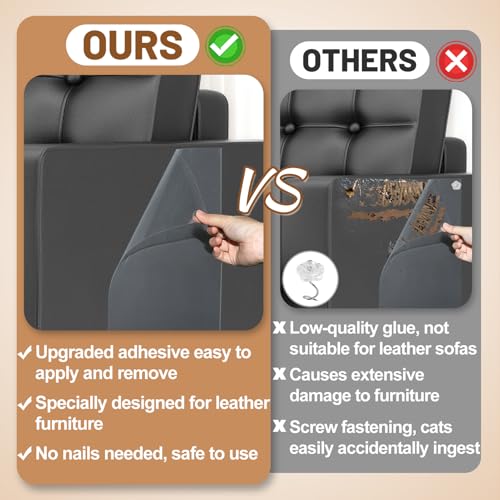 Acostop Cat Scratch Furniture Protector - Specially Designed for Leather Furniture, Easy to Remove Anti-Scratch Couch Protector from Cat, No Pins, 16