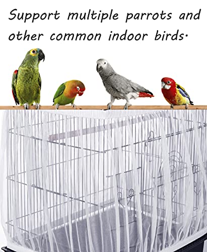 Tamu style Bird Cage Seed Catcher, Large, Stretchy Form Fitting Mesh Skirt Cover for Parrot Enclosures, Light and Breathable Fabric, Prevent Scatter