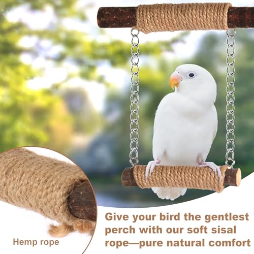 7-Piece Bird Perches for Cage- Wooden Parrot Stand with Fork Toys, Hanging Multi-Branch Platform, Hammock Swing, Gym Playstand & Chewing Toys - for