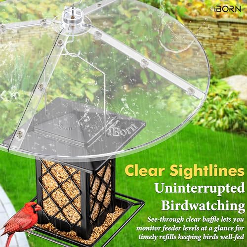 iBorn Baffles for Bird Feeders, 19.5” Oversized Bird Feeder Cover for Rain Guard, Birds Feeders Squirrel Guard, Full Protection for Outdoors
