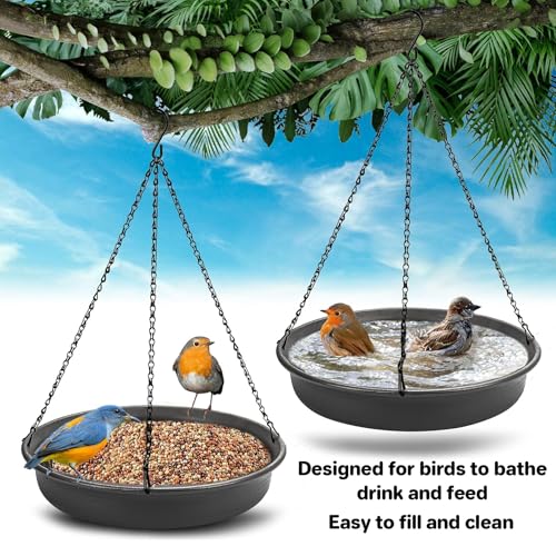 Hanging Bird Bath Hanging Bird-Feeder - CARGEN Garden BirdBath Tray Wildlife Feeder Plate Water Bowl or Water Bowl for Outdoors Garden Patio