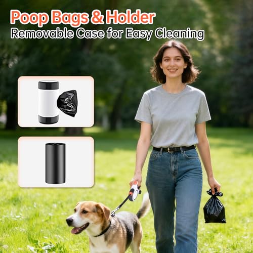 26Ft Heavy Duty Retractable Dog Leash with Dispenser and Poop Bags, for Small, Medium & Large Dogs Up to 110Lbs, 360° Tangle-Free Design and a