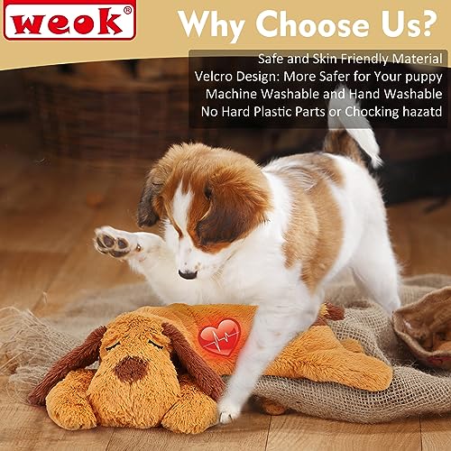 WEOK Heartbeat Puppy Toy, Comfort Cuddler Pillow, Dog Anxiety Relief Calming Aid,Heartbeat Stuffed Toy for Dogs,Puppy Heartbeat Toy Sleep Aid,Dog