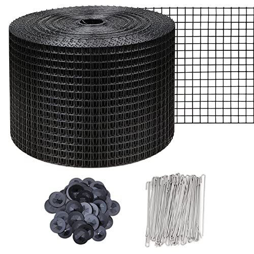 6in X 100ft Solar Panel Bird Guard,Solar Panel roof Protection net 1/2inch Mesh PVC Black Vinyl Coated Galvanized net 70 Fastener ClipsUsed for