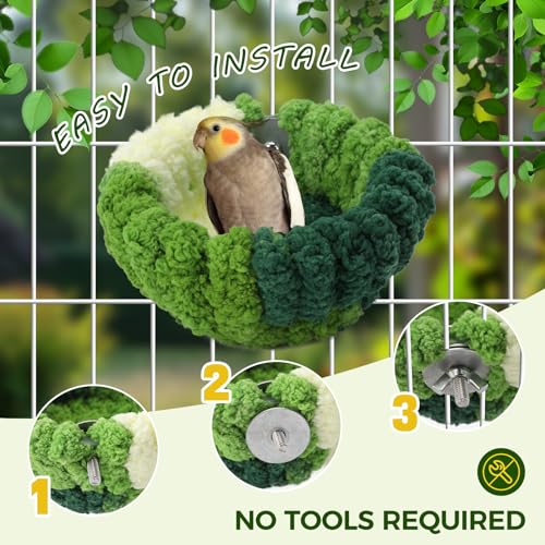 Bird Nest for Cage,Plush Hanging Bird Bed for Parakeet,Breeding Bird House for Conure,Budgie,Cockatiel,Lovebird,Canary,Finch,Hamster,Small Pets,Warm