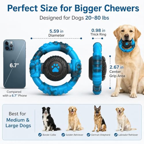 Pamlulu Tough Dog Toys for Aggressive Chewers, Indestructible Dog Toy for Large Dogs, Nylon Chew Toys for Medium Large Breed, Interactive Dog Toys to