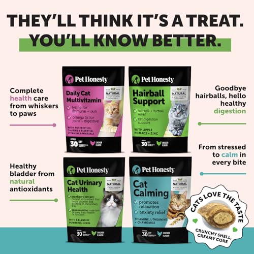 Cat Hairball Support Crunchy & Creamy Chews, Hairball Remedy Treats, Cat Furball Treatment, Supports Skin & Coat, Vitamins for Digestion, Chicken