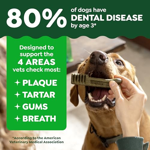 Greenies Veterinarian-Recommended Adult Natural Dental Dog Treats Teenie Size, Dog Dental Chews, Original Flavor, 12 oz. Pack, 43 Count