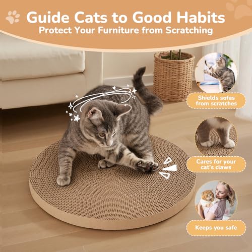6pcs Cat Scratch Pad, Cat Scratcher Cardboard & Cat Scratching Pads - Round Cat Scratcher Refill, 10 Inch Diameter 7/8 Inch Thick cat scratchers for
