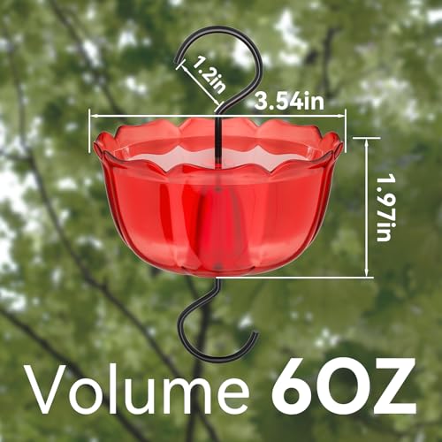 Ant Moat for Hummingbird Feeders, 6 OZ Ant Guard with Large Capacity, Against Ants Hummingbird Feeder Accessory Hooks with Brushes, 2 Pack