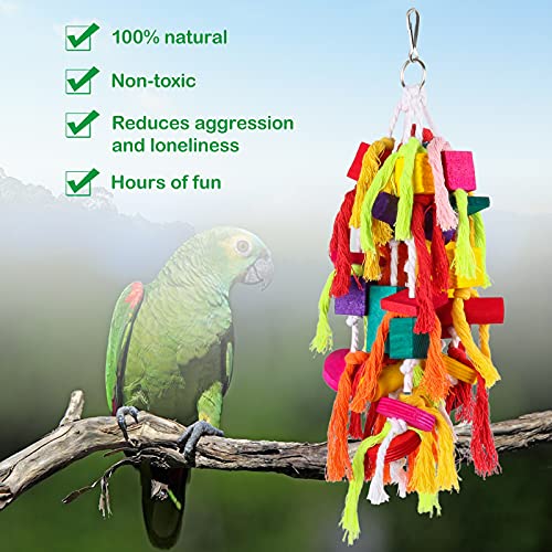 Rypet Large and Small Parrot Chewing Toys Parrot Cage Bite Toy Wooden Block Tearing Toys for Conures Cockatiels African Grey and Other  Parrots