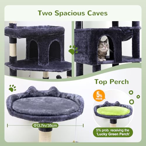 Globlazer Heavy Duty Cat Trees for Large Cats, Sturdy 72in Maine Coon Cat Tree for Large Cats 20 lbs+ Heavy Duty Cat Tower for Adult Biggest Cat with