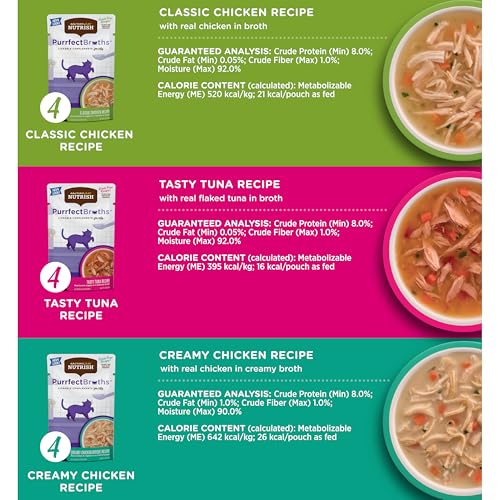 Rachael Ray Nutrish Purrfect Broths Wet Cat Food, Variety Pack, 1.4 Ounce Pouch (Pack of 24), Grain Free